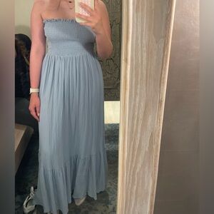 Light blue smock tube maxi dress